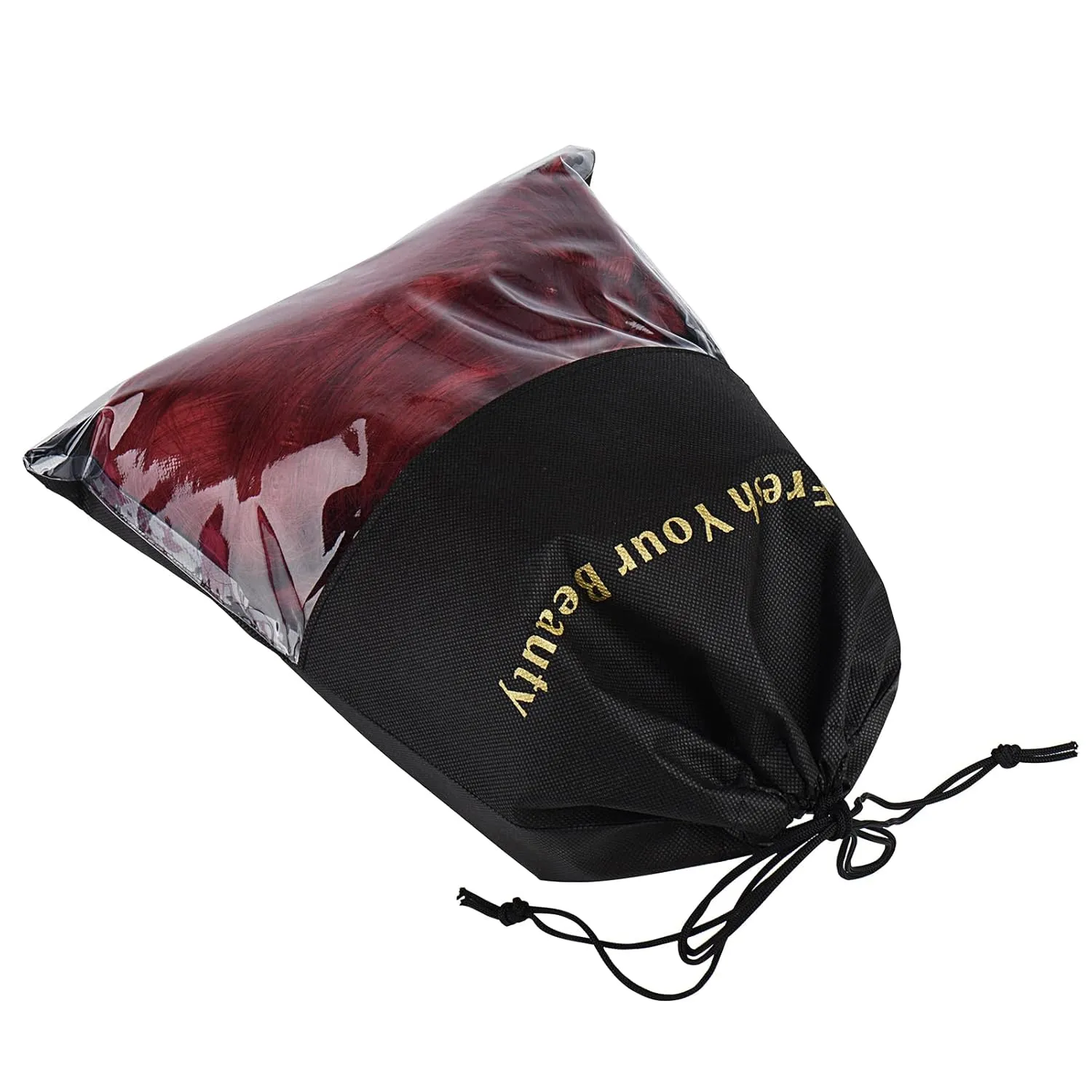 10 Packs Wig Storage Bags with Drawstring Hair Extensions Holder Hairpieces Carrier Organizer Dustproof Protector Pouch for Travel Daily Use (Small,Black)