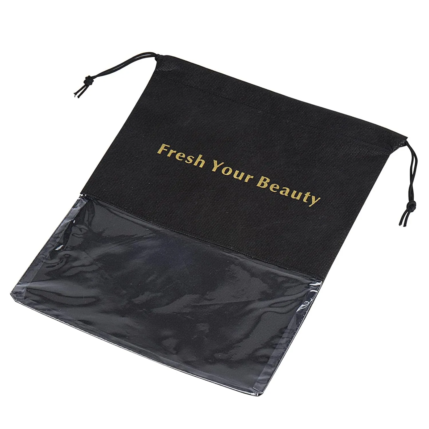 10 Packs Wig Storage Bags with Drawstring Hair Extensions Holder Hairpieces Carrier Organizer Dustproof Protector Pouch for Travel Daily Use (Small,Black)