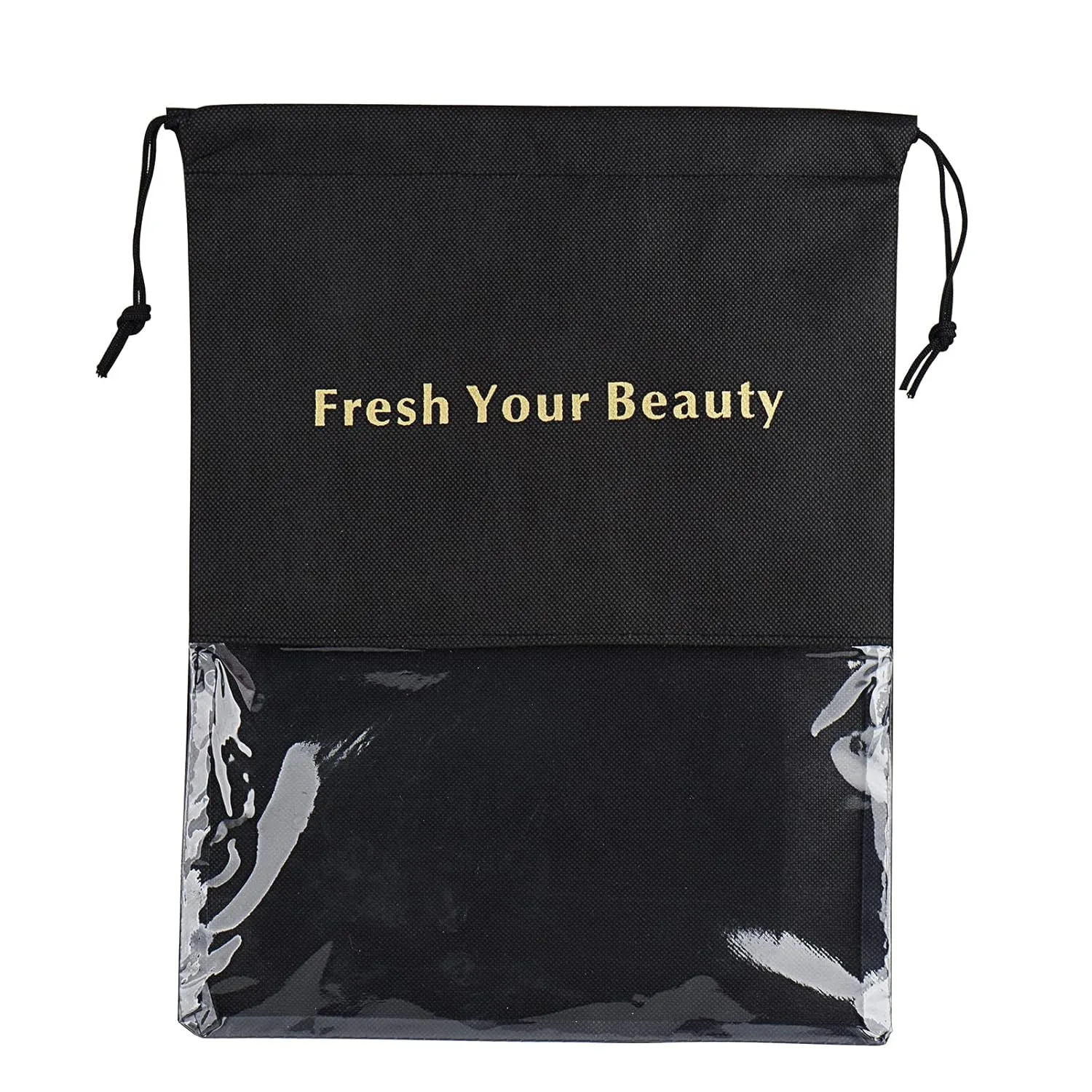10 Packs Wig Storage Bags with Drawstring Hair Extensions Holder Hairpieces Carrier Organizer Dustproof Protector Pouch for Travel Daily Use (Small,Black)
