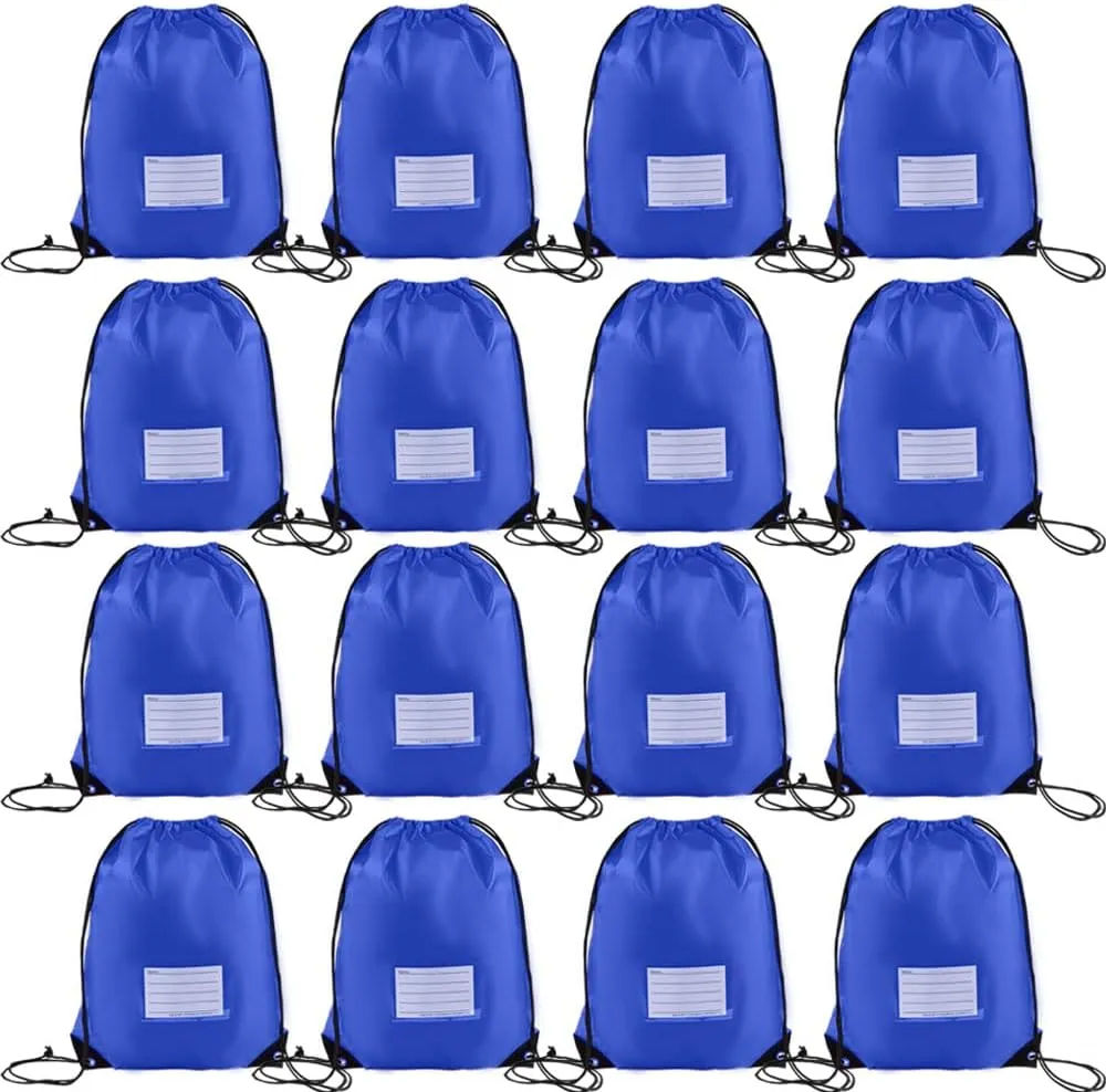 16 Pack Drawstring Bags,Bulk Draw String Backpack, DIY Gym Sports Cinch Bag Sackpack for Women Men, Royal Blue