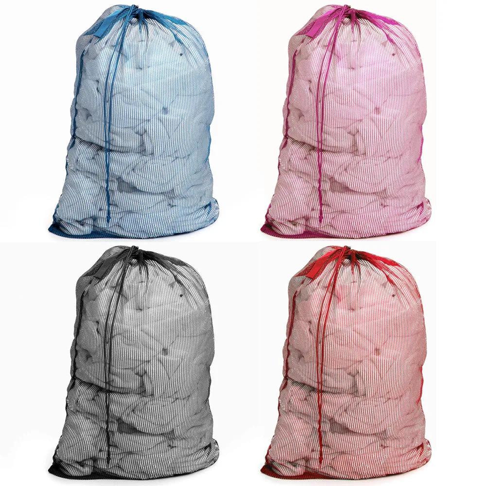 2 Pc Extra Large Mesh Laundry Bags Drawstring Handle 36"x24" Lingerie Delicates