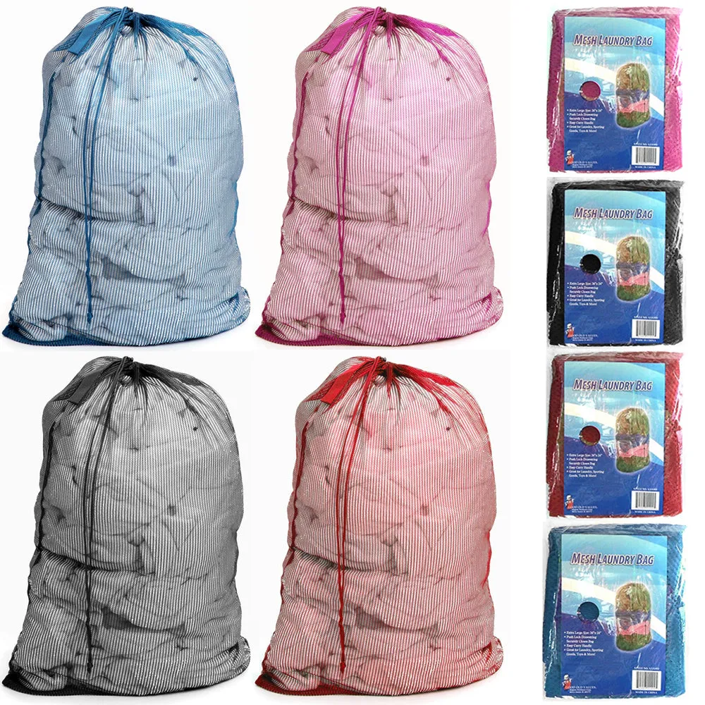 2 Pc Extra Large Mesh Laundry Bags Drawstring Handle 36"x24" Lingerie Delicates
