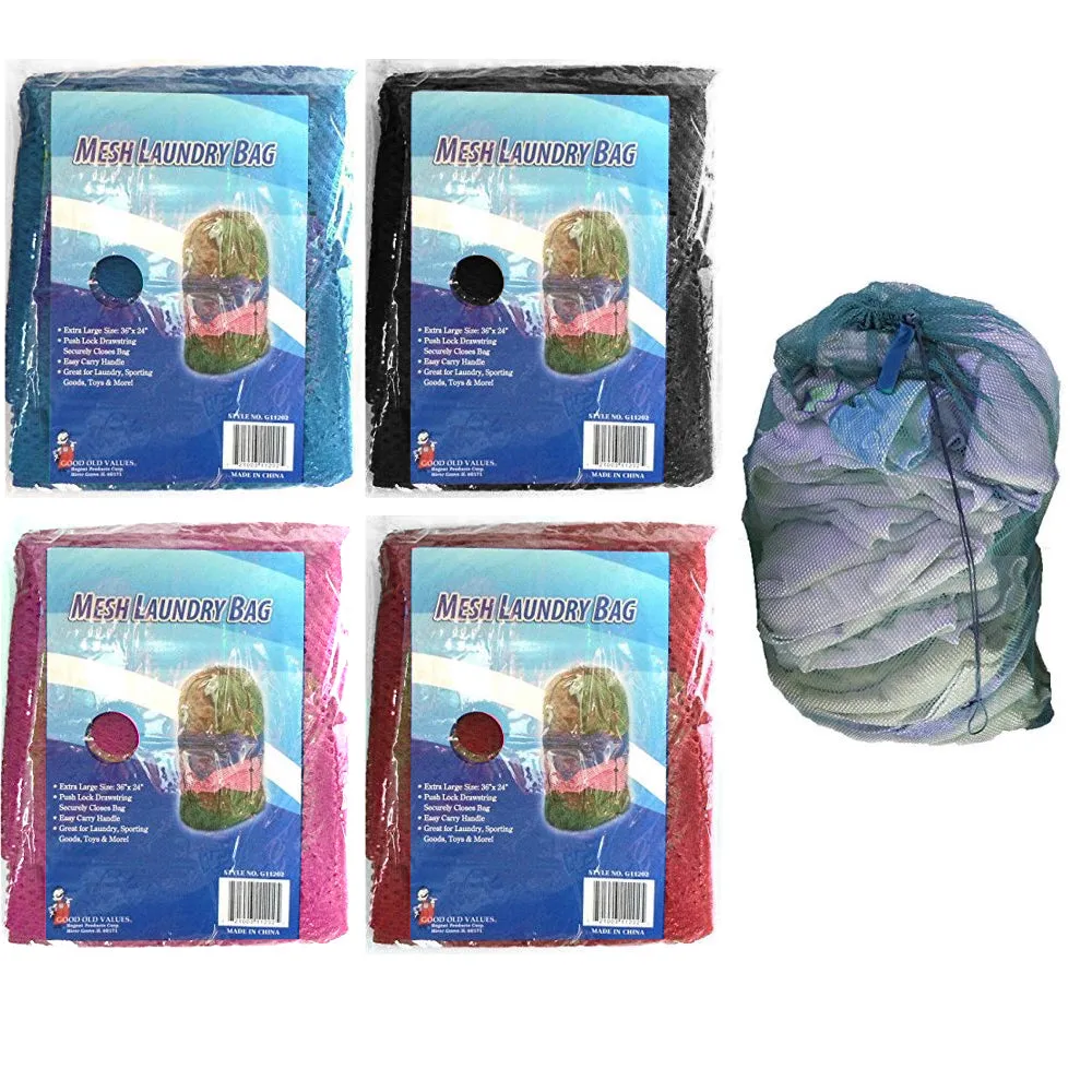 2 Pc Extra Large Mesh Laundry Bags Drawstring Handle 36"x24" Lingerie Delicates