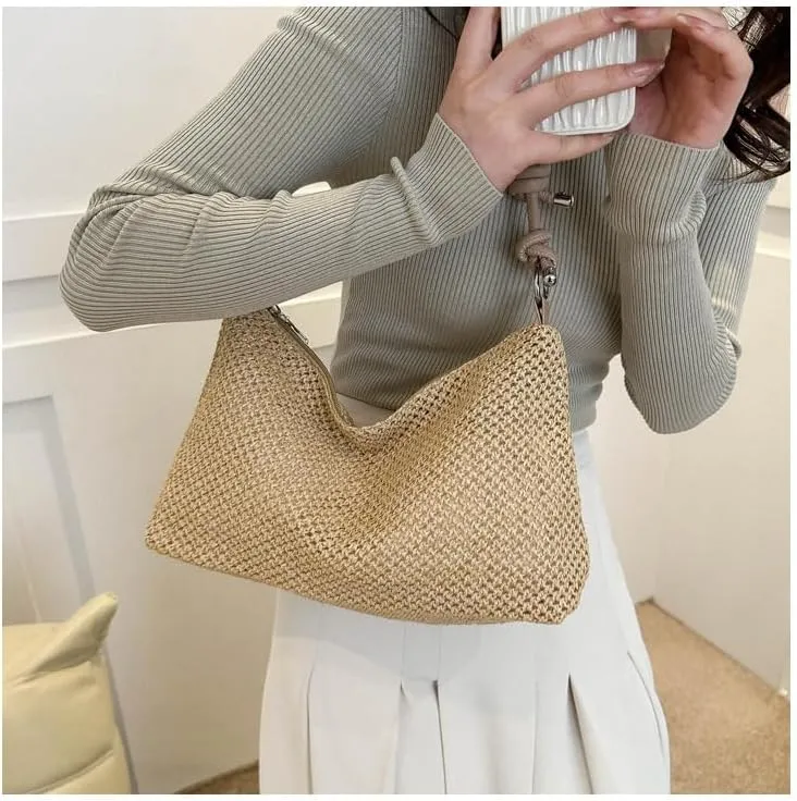 2025 new Straw Clutch Bag Cute Summer Beach Bags For Women Rattan Purses Straw Handbags Small Bucket Bag Travel Crossbody