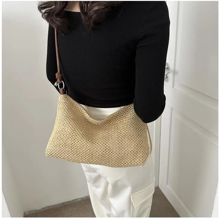 2025 new Straw Clutch Bag Cute Summer Beach Bags For Women Rattan Purses Straw Handbags Small Bucket Bag Travel Crossbody