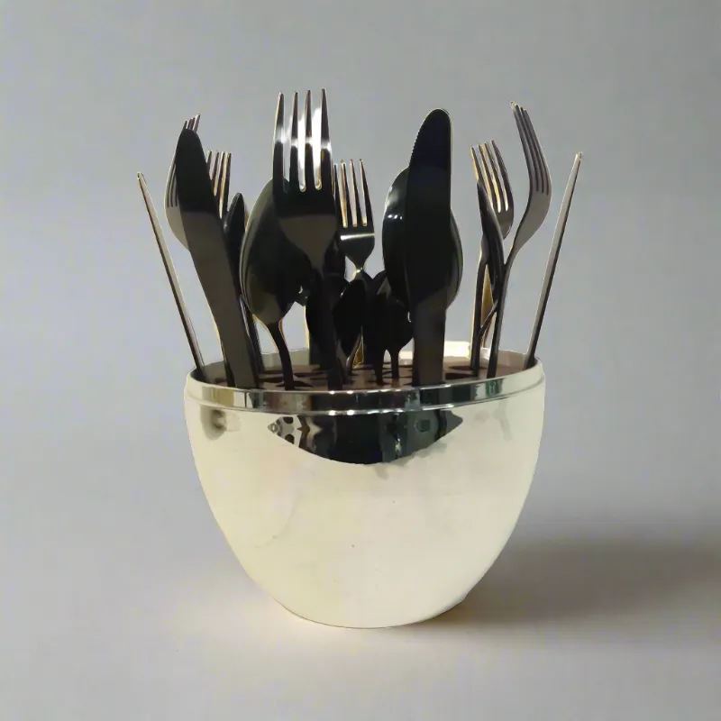 24 pcs Spoon Holder Egg Black/Silver