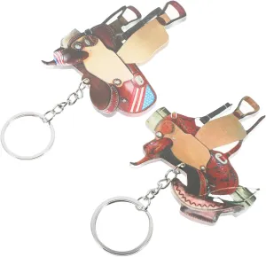 2Pcs Western Key Chain Saddle Keyrings for Women Stylish Purse Ornaments Durable Acrylic Key Pendants Unique Backpack Hanging Decorations present for Western Party Theme