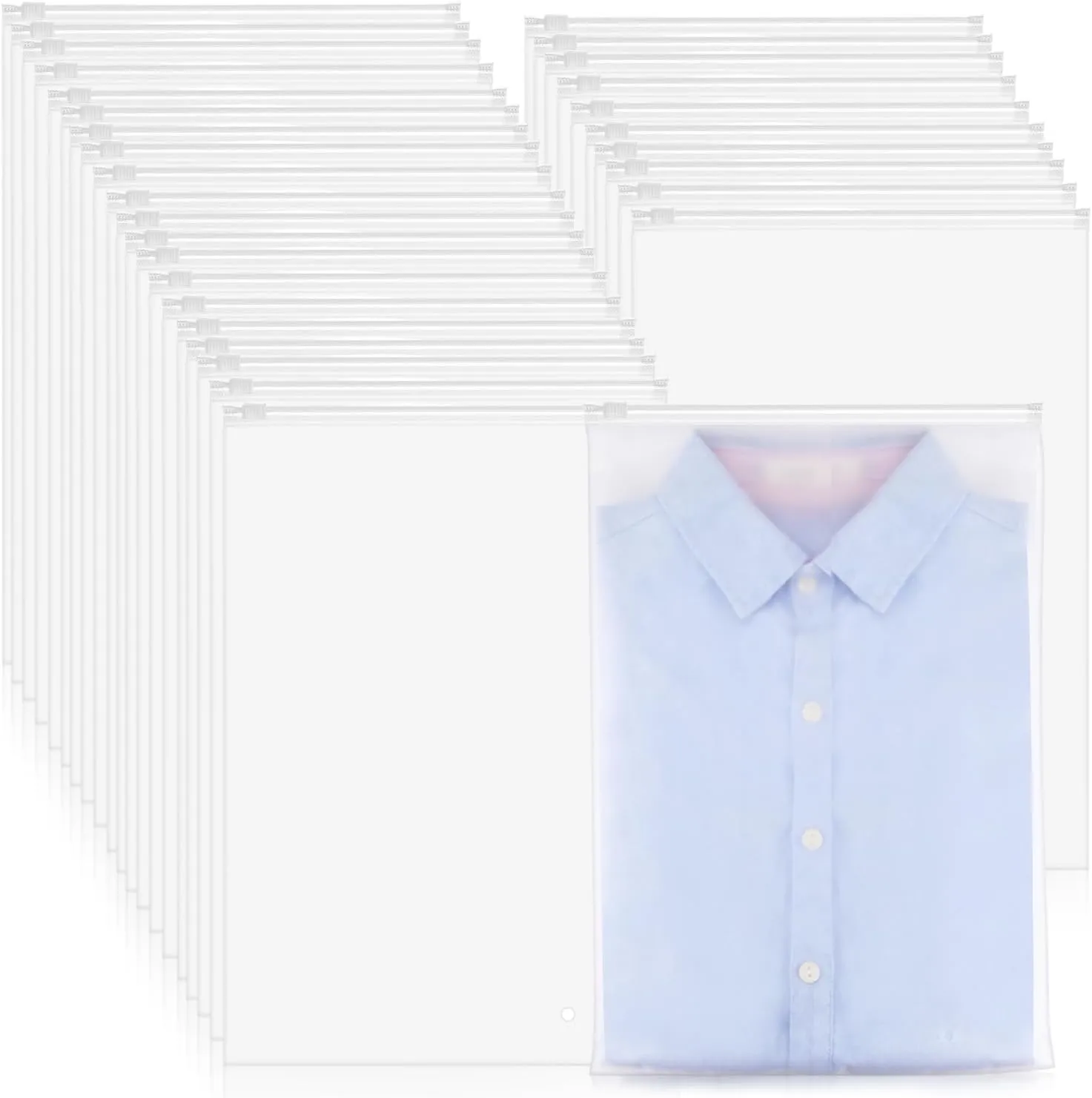30 Pcs Frosted Plastic Zip Lock Garment Bags - Translucent Travel Seal Storage Bags for Clothing - 11 * 15.7 inch