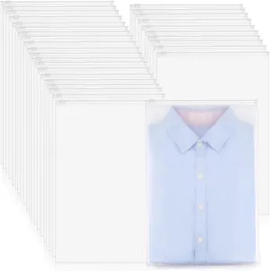 30 Pcs Frosted Plastic Zip Lock Garment Bags - Translucent Travel Seal Storage Bags for Clothing - 11 * 15.7 inch