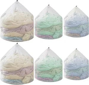 3Pcs Laundry Mesh Wash Bags, Drawstring Net Laundry Bag for Washing Machine, Mesh Laundry Wash Bags for Home Dorm Hotel Travel Use