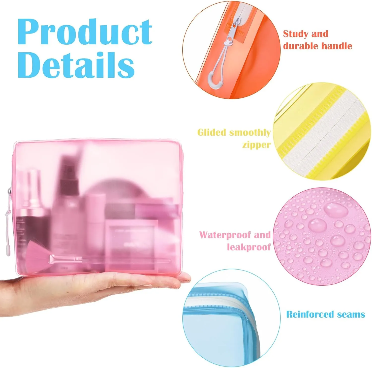 4 Pack TSA Approved Travel Toiletry Bags Frosted Translucent Leak-proof Cosmetic Makeup Bags for Women Men Travel Organizer Airport Security(Pastel,6.7 x 5.5 x 1.8 Inch)