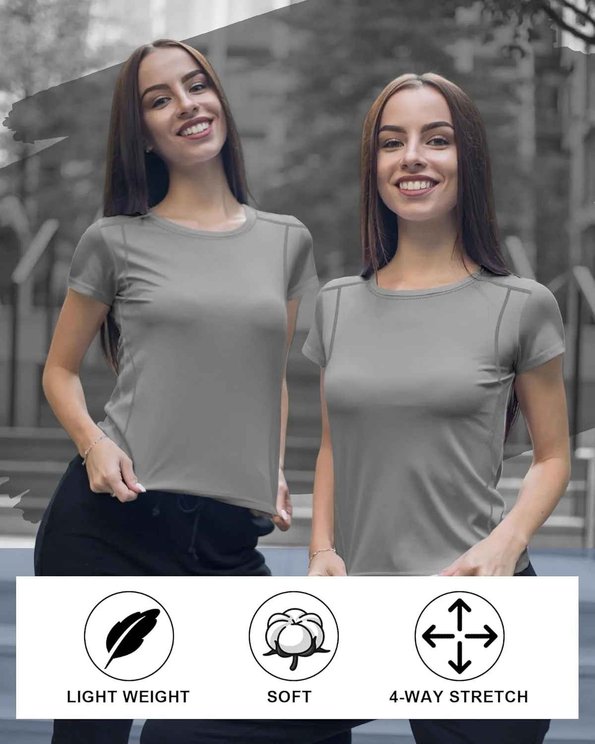 4 Pack Women Workout Shirts Short Sleeve Workout Tops for Women Dry Fit Compression Shirt for Yoga Gym