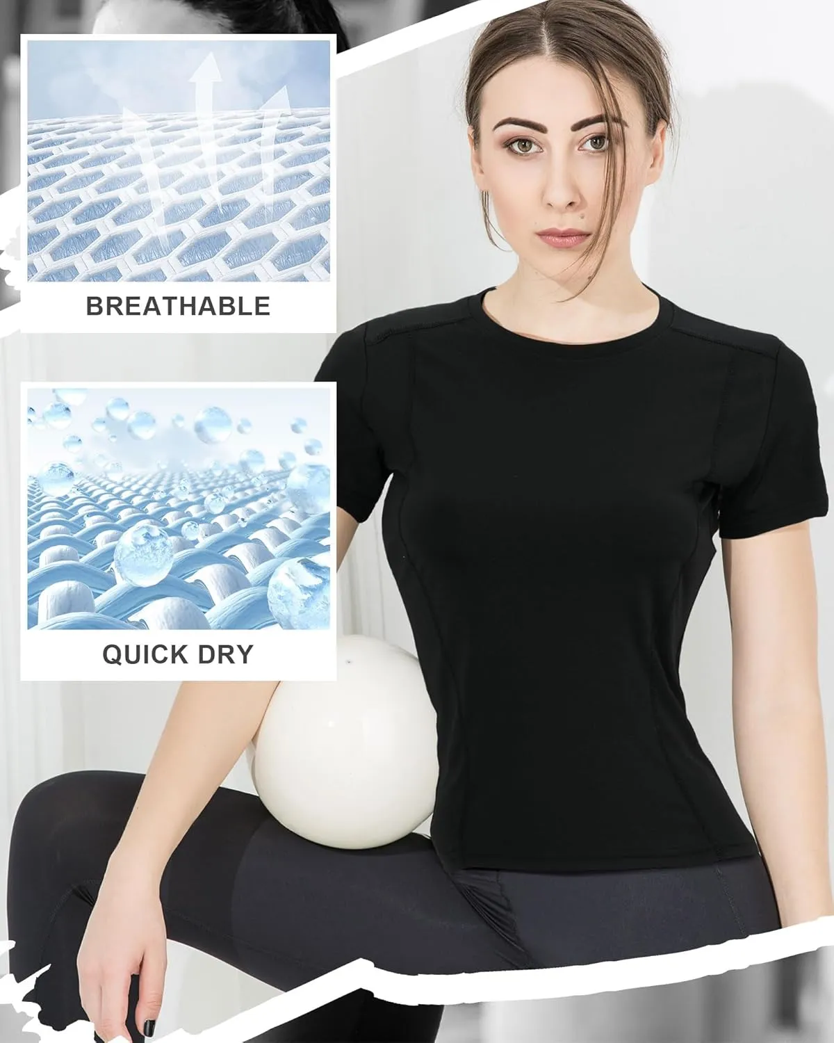 4 Pack Women Workout Shirts Short Sleeve Workout Tops for Women Dry Fit Compression Shirt for Yoga Gym