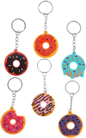 6Pcs Donut Shaped Keychain Pendants Creative Soft Bag Charms for Purse Wallet Dessert Design Unique Accessory for Keys and Bags