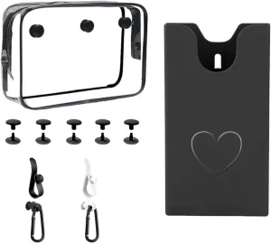 Accessories for Bogg Bag, Clear Toiletry Bag Compatible for Beach Bag, Cell Phone Holder(Black), Hooks and Key Chain Set