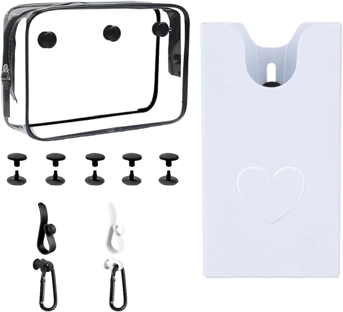 Accessories for Bogg Bag, Clear Toiletry Bag Compatible for Beach Bag, Cell Phone Holder(White), Hooks and Key Chain Set