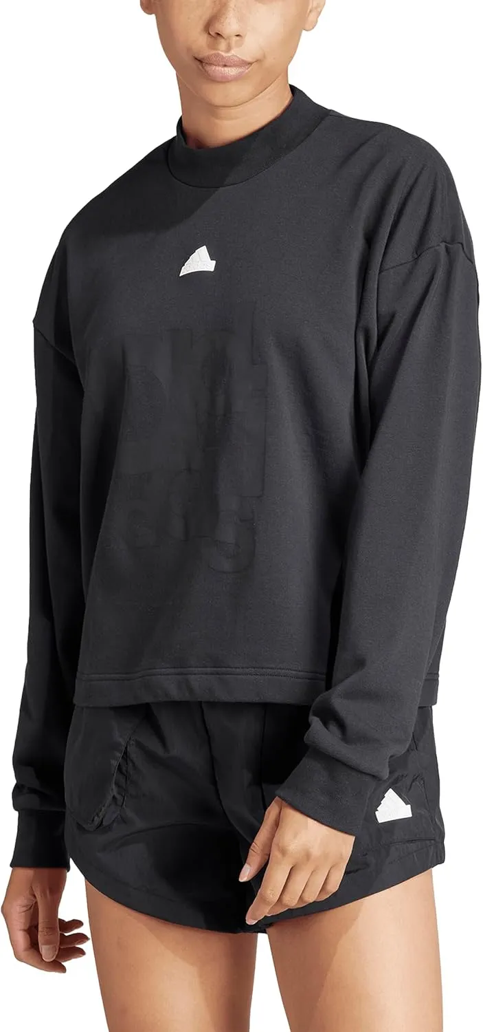adidas Women's Printed French Terry Loose Sweatshirt