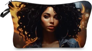 African American Black Woman Makeup Bag Cute Small Makeup Organizer Bag Travel Toiletry Zipper Pouch Birthday Christmas Gifts Black Sisters Cosmetic Bag for Women Friends