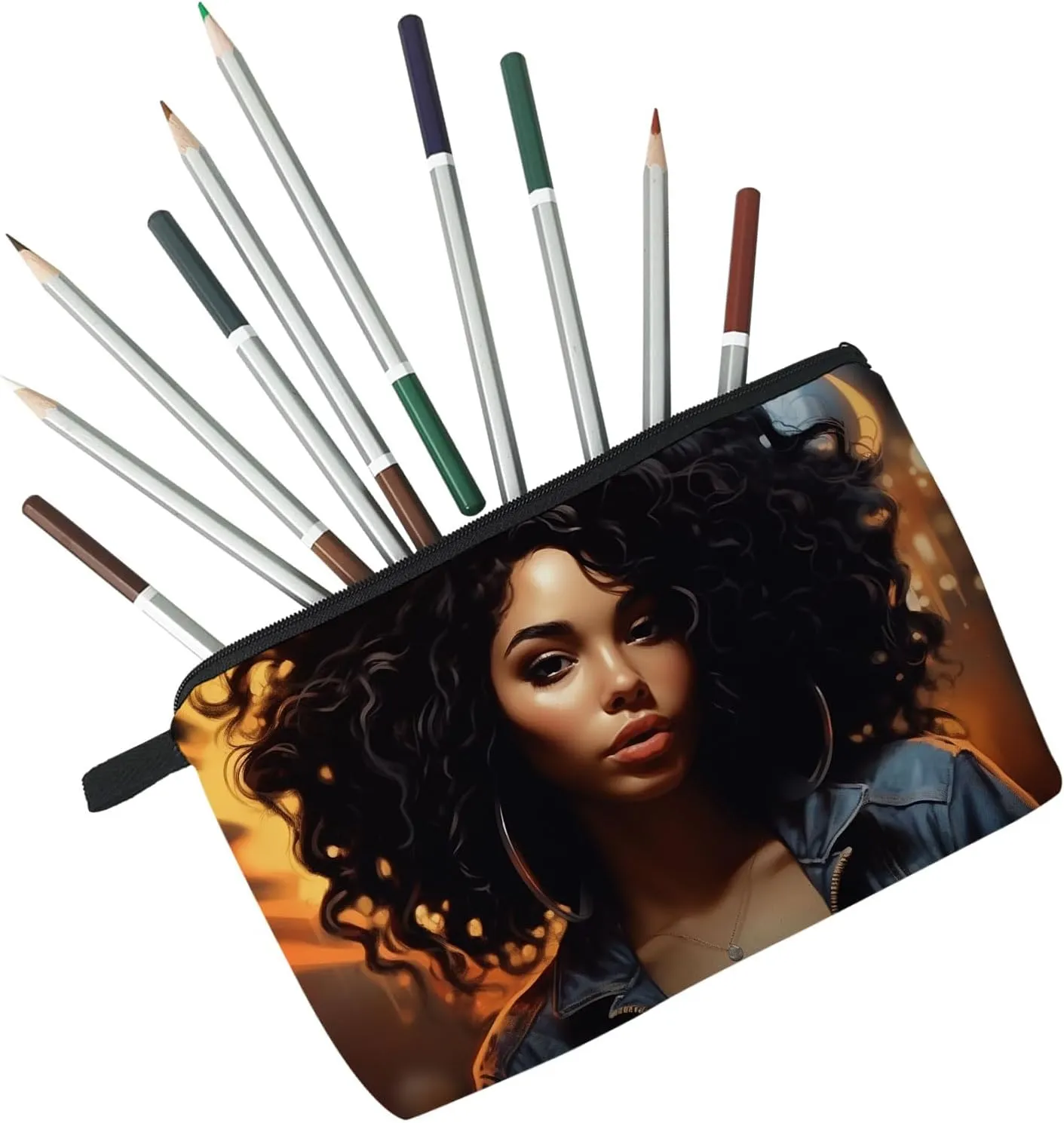 African American Black Woman Makeup Bag Cute Small Makeup Organizer Bag Travel Toiletry Zipper Pouch Birthday Christmas Gifts Black Sisters Cosmetic Bag for Women Friends