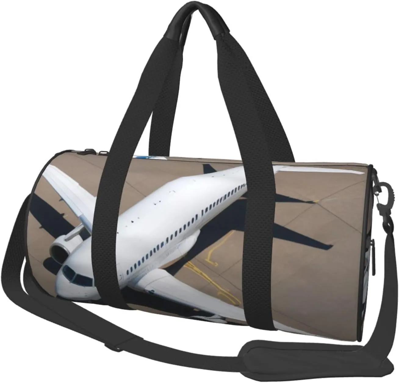 Airplane Printed Travel Bag,Round Personal Item Storage bag,Foldie Duffel Bag for Traveling Vacation,Fitness,Sports