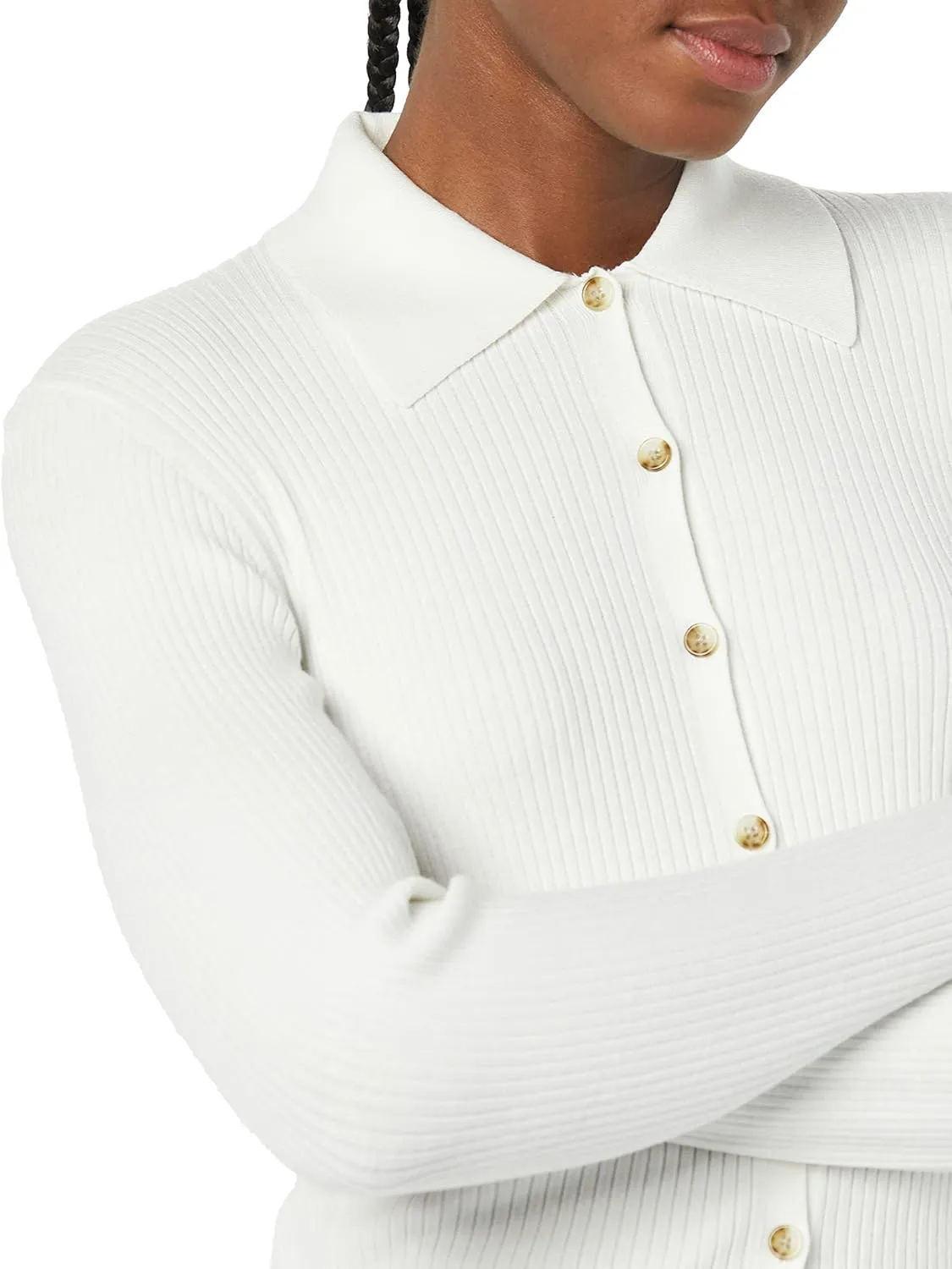 Amazon Essentials Women's Fine Gauge Stretch Polo Ribbed Cardigan (Previously Daily Ritual)
