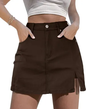 Angerella Skorts Skirts for Women Denim Mini Skirt High Waisted Jean Shorts Stretchy Denim Skirts