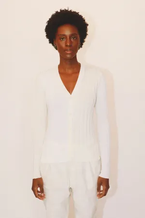 ANNA RIBBED CARDIGAN - CREAM