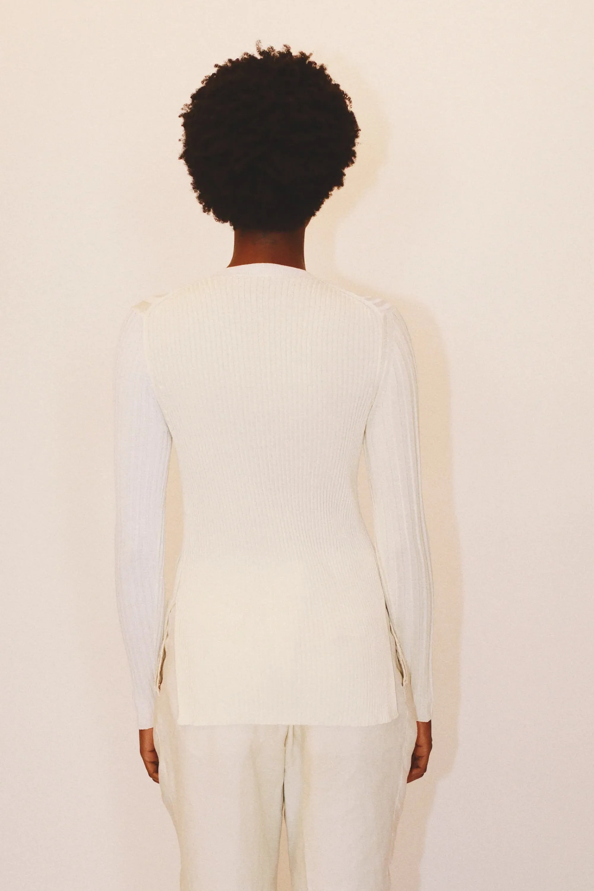 ANNA RIBBED CARDIGAN - CREAM