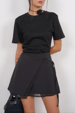 Asymmetrical Wrap Skirt in Black