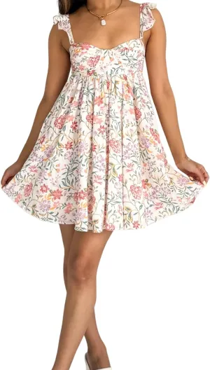 Awoscut Women Cute Babydoll Mini Dress Ruffle Strap Maternity Dresses Summer Y2K Flowy Teens Short Sundress