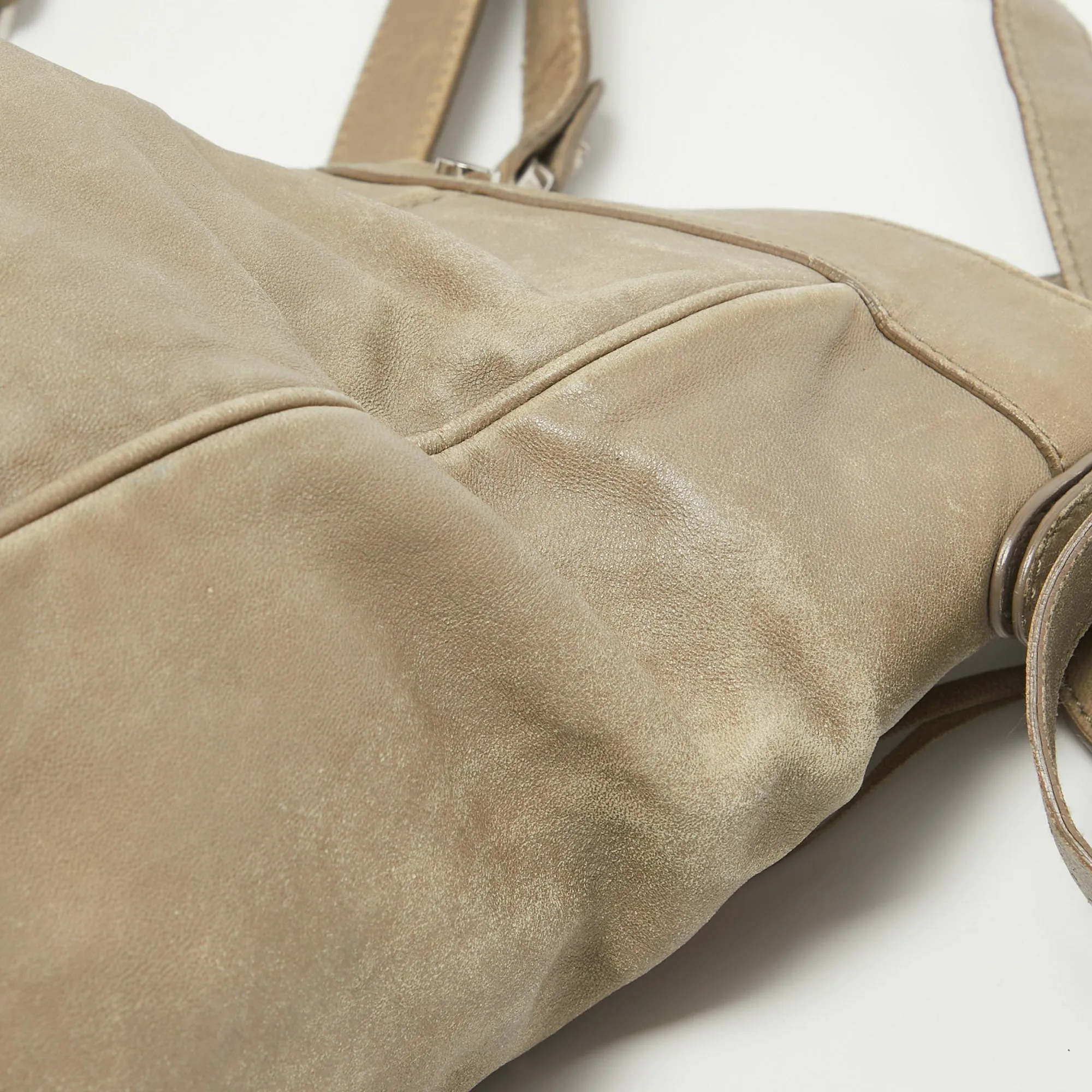 BALENCIAGA Beige Leather Studded Sac Clous Motorcycle Bag