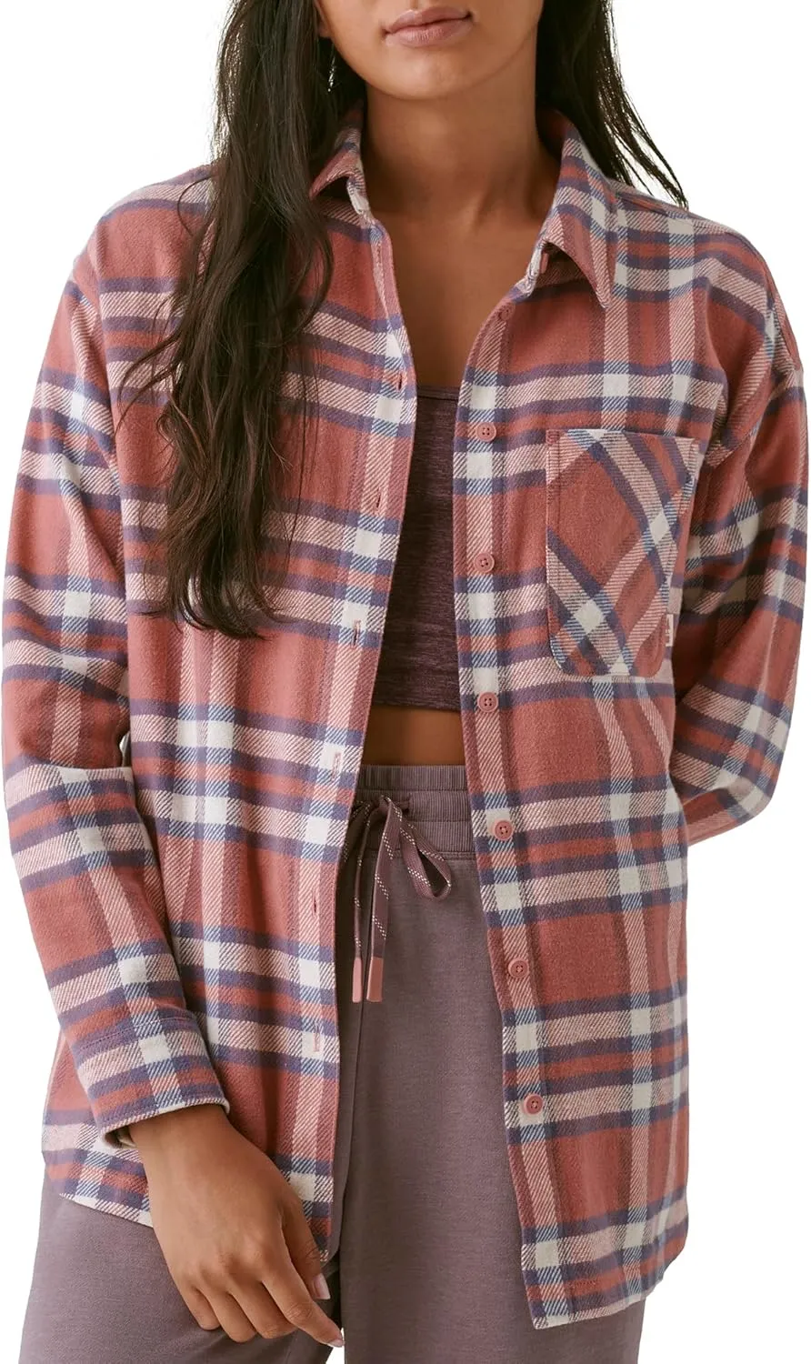 BASS OUTDOOR Womens Long-Sleeve Flannel Shirt  Classic Plaid Button-up