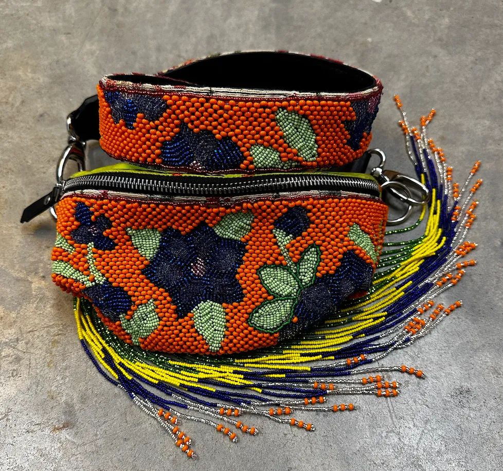 Be Here Now Orange Hand Embroidered Fanny Pack