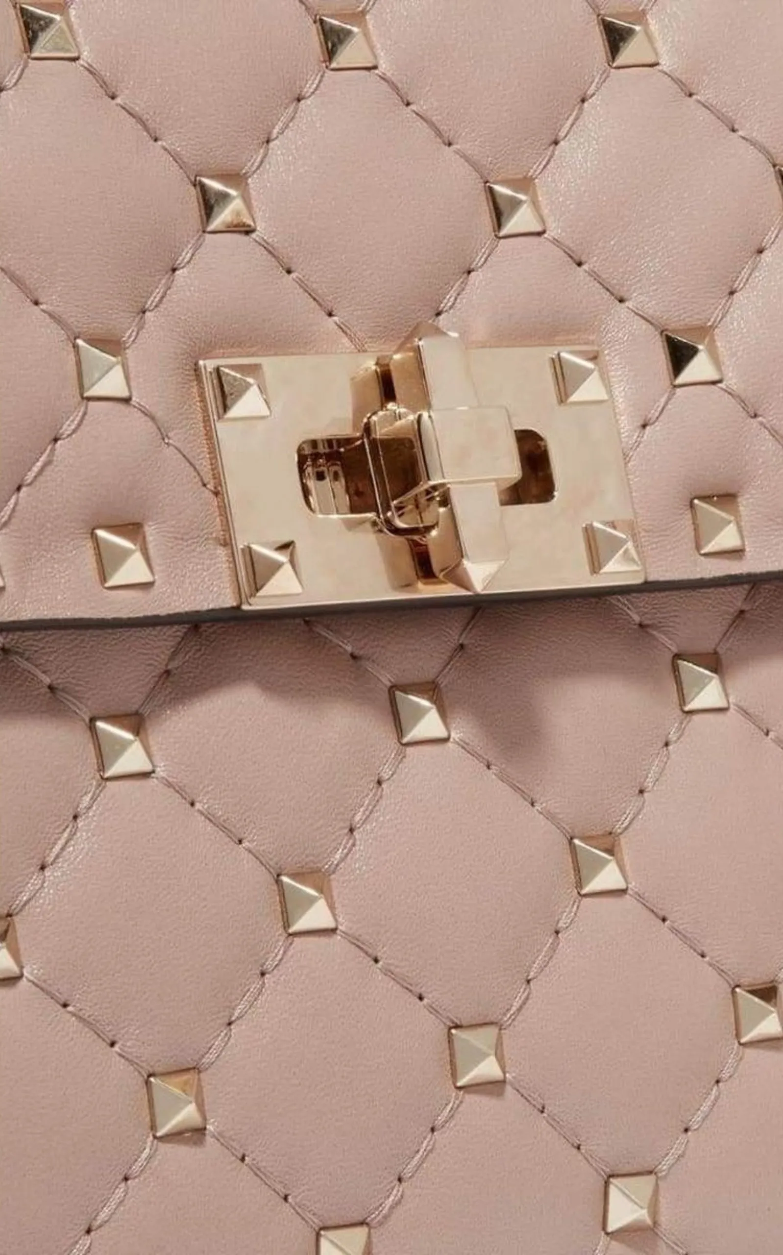 Beige Medium Rockstud Matelassé Bag