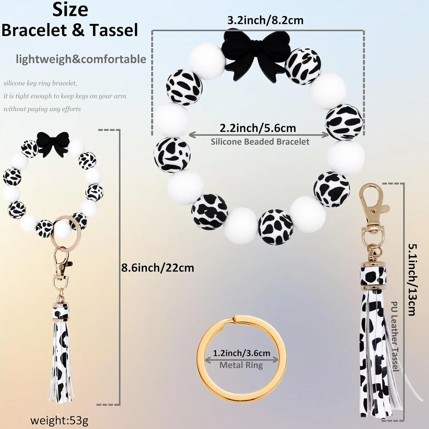 BIHRTC Key Ring Bracelet Car Keychain Holder Wristlet Silicone Women Beaded Bangle Chains