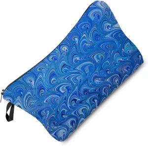 Blue Sea Floral Cosmetic Bag Cute Small Makeup Bag Travel Toiletry Organizer Zipper Pouch Presents Blue Wave Aesthetic Pattern Makeup Bag Birthday Present for Women Friends