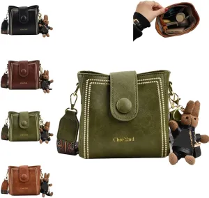 Bootara Bucket Bag, Vintage Fashion Bag, Crossbody Bags Adjustable Wider Shoulder Strap, with Cute Doll Pendants
