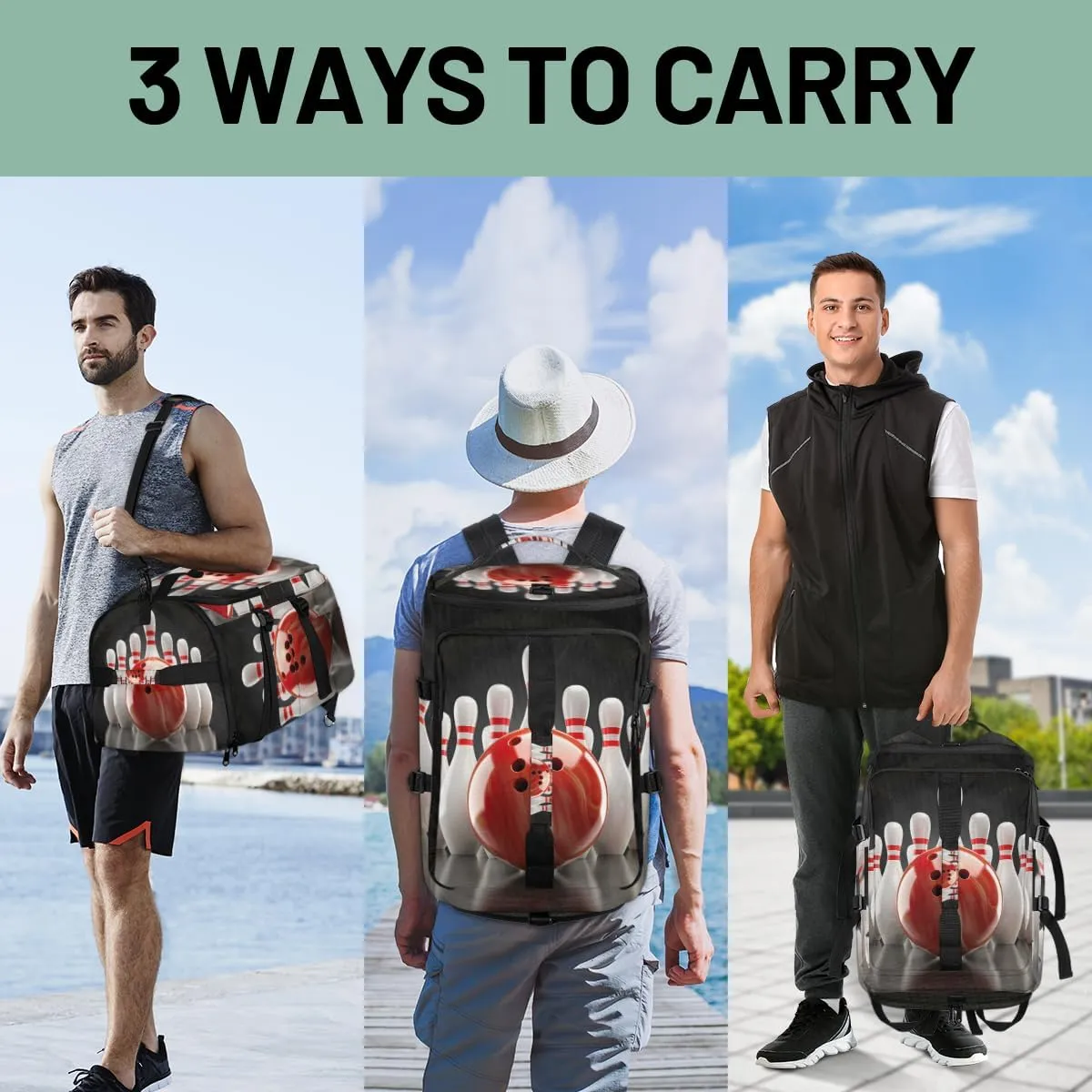 Bowling Ball Sports Travel Backpack Carry On Flight Approved for Men Women, Lightweight Large Luggage Weekender Casual Daypack Backpacks for Traveling Airplane