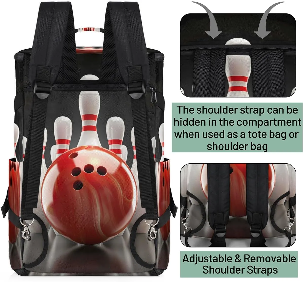 Bowling Ball Sports Travel Backpack Carry On Flight Approved for Men Women, Lightweight Large Luggage Weekender Casual Daypack Backpacks for Traveling Airplane