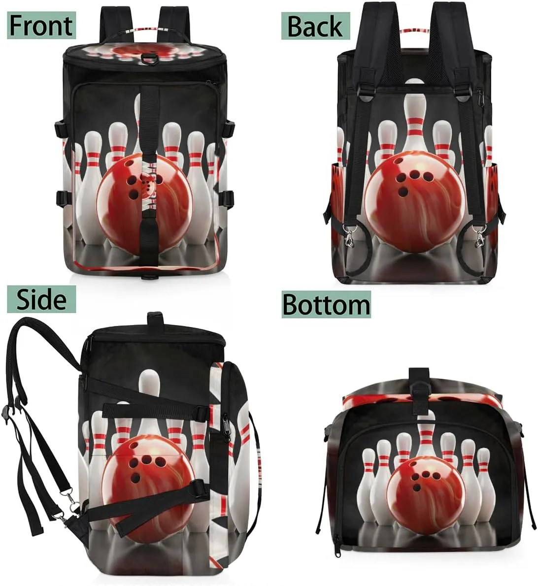 Bowling Ball Sports Travel Backpack Carry On Flight Approved for Men Women, Lightweight Large Luggage Weekender Casual Daypack Backpacks for Traveling Airplane