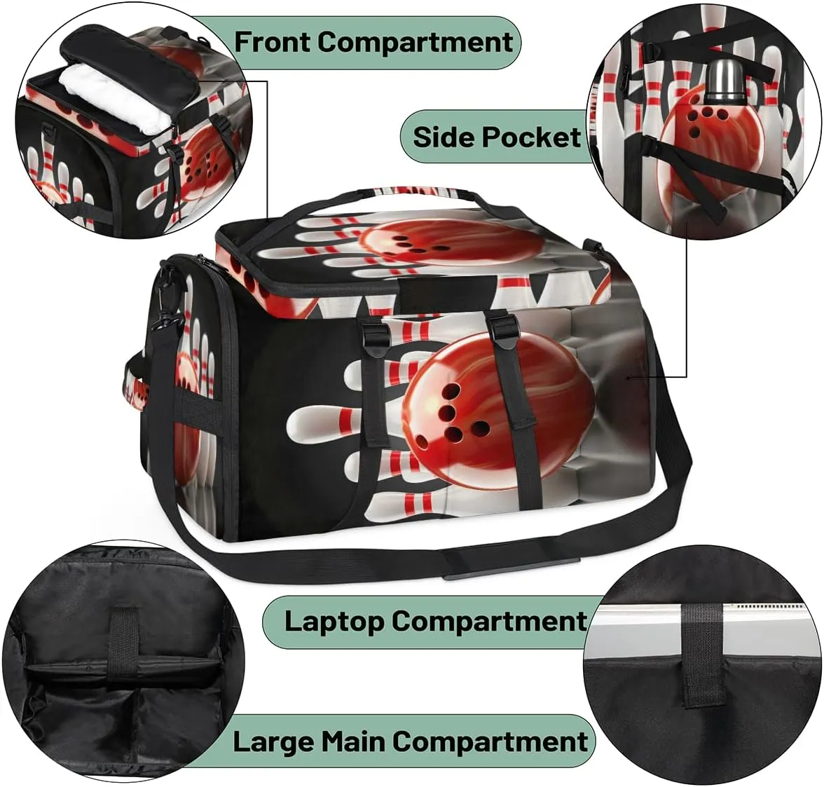Bowling Ball Sports Travel Backpack Carry On Flight Approved for Men Women, Lightweight Large Luggage Weekender Casual Daypack Backpacks for Traveling Airplane
