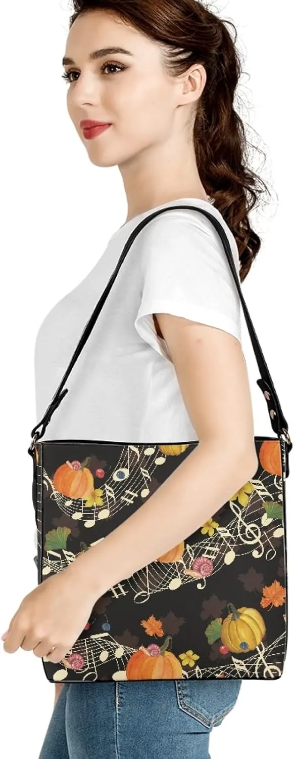 Bucket Bags and Purse for Women Merry Christmas Santa Claus Hobo and Shoulder Handbags with 2 Detachable Straps