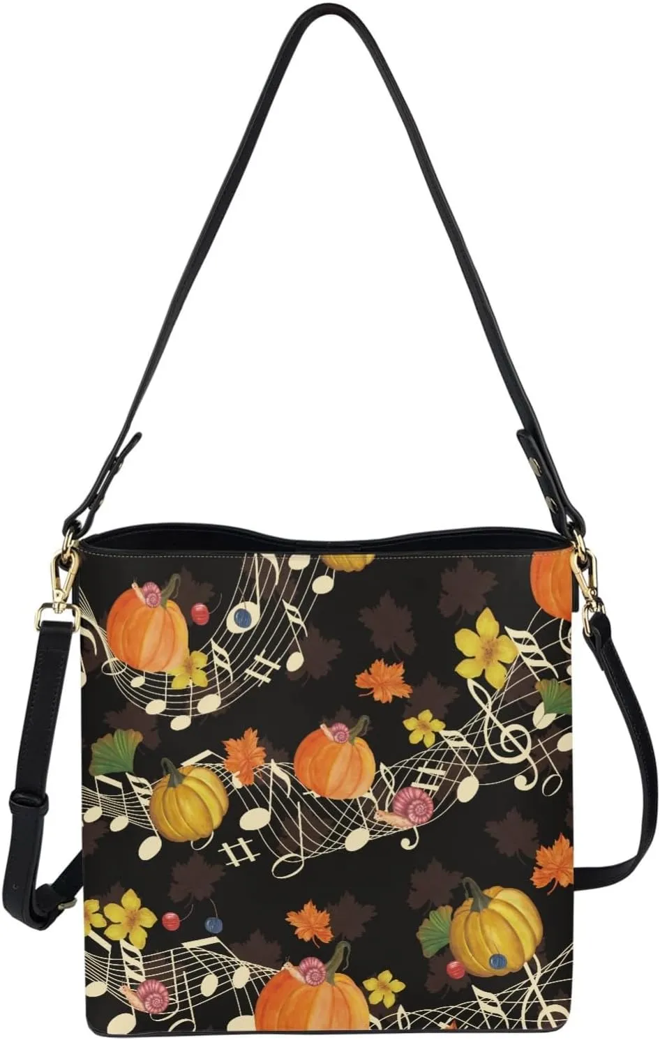 Bucket Bags and Purse for Women Merry Christmas Santa Claus Hobo and Shoulder Handbags with 2 Detachable Straps