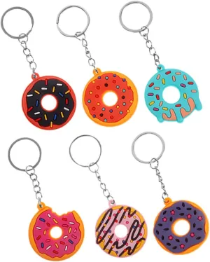 Cabilock 6Pcs Decorative Donut Keychain Soft Bag Hanging Charms Cute Doughnut Design Pendants for Car Keys House Keys and Purse Decor