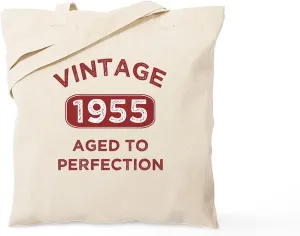 CafePress 1955 Vintage Distressed Tote Bag Reusable Natural Beige Canvas Shopping Bag