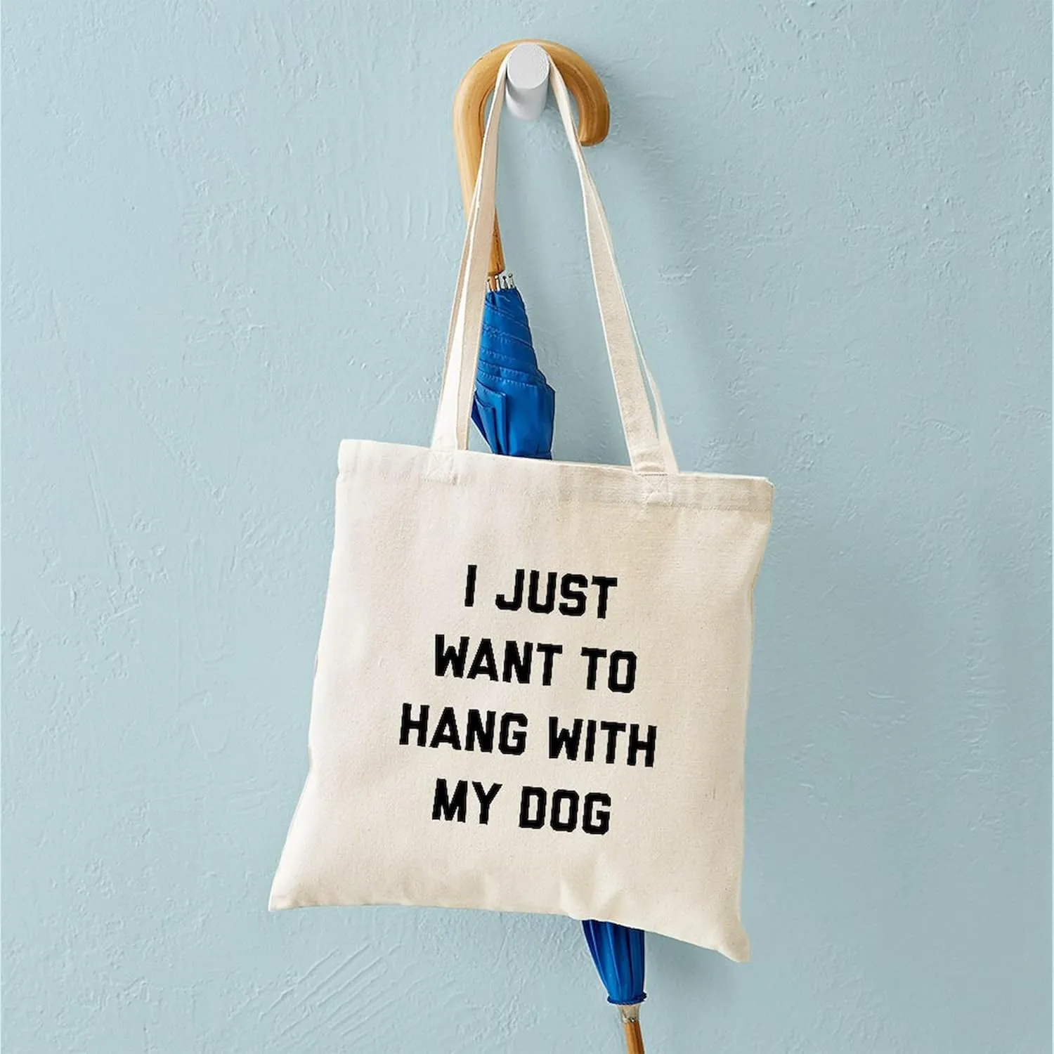 CafePress I Just Want To Hang With My Dog Tote Bag Reusable Natural Beige Canvas Shopping Bag