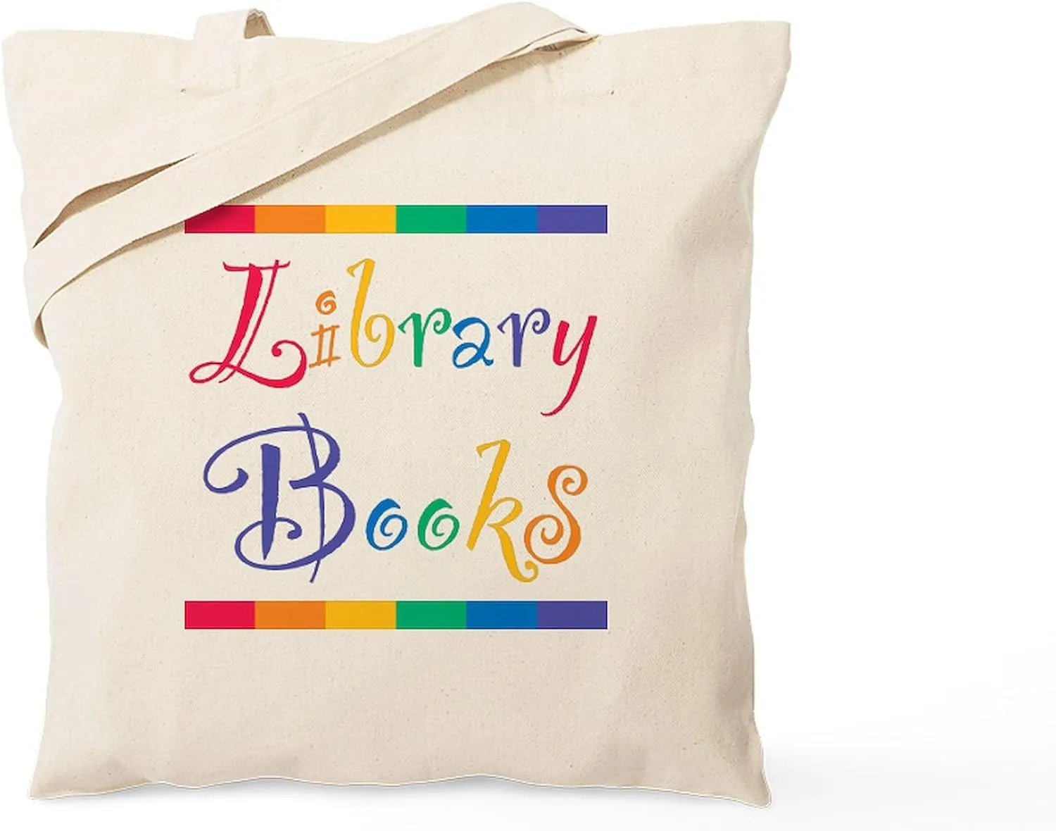 CafePress Library Books Tote Bag Reusable Natural Beige Canvas Shopping Bag