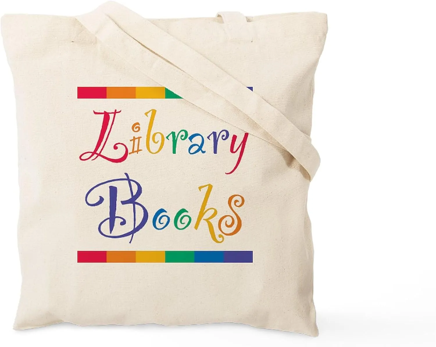 CafePress Library Books Tote Bag Reusable Natural Beige Canvas Shopping Bag