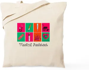 CafePress Medical Assistant Pop Art 2 Tote Bag Reusable Natural Beige Canvas Shopping Bag