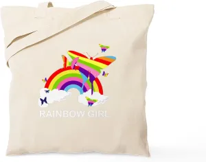 CafePress Rainbow Tote Bag Reusable Natural Beige Canvas Shopping Bag